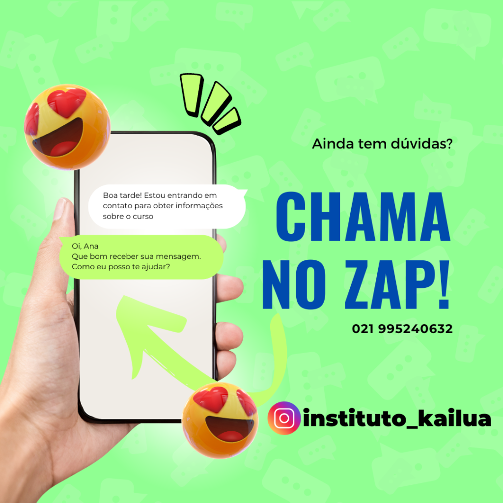 Mensagem que funciona como link para o WhatsApp do Instituto Kailua